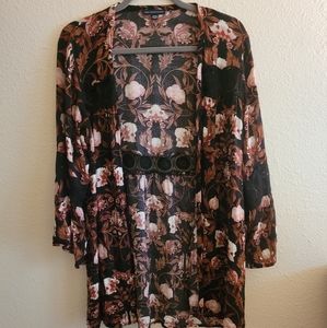 Boho Floral Bell Sleeve Kimono